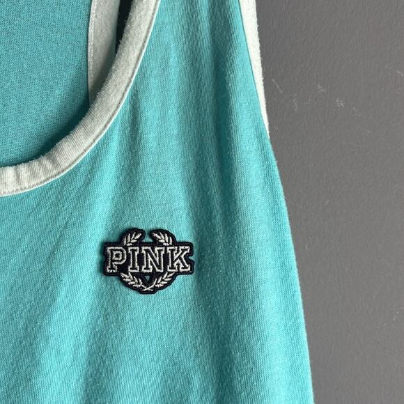 Victoria’s Secret Light Blue Racerback Tank with White Trim and Scoop Neck Sz Sm - Picture 4 of 9